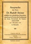 Ansprache des Herrn Dr. Rudolf Steiner (Antiquariaat)